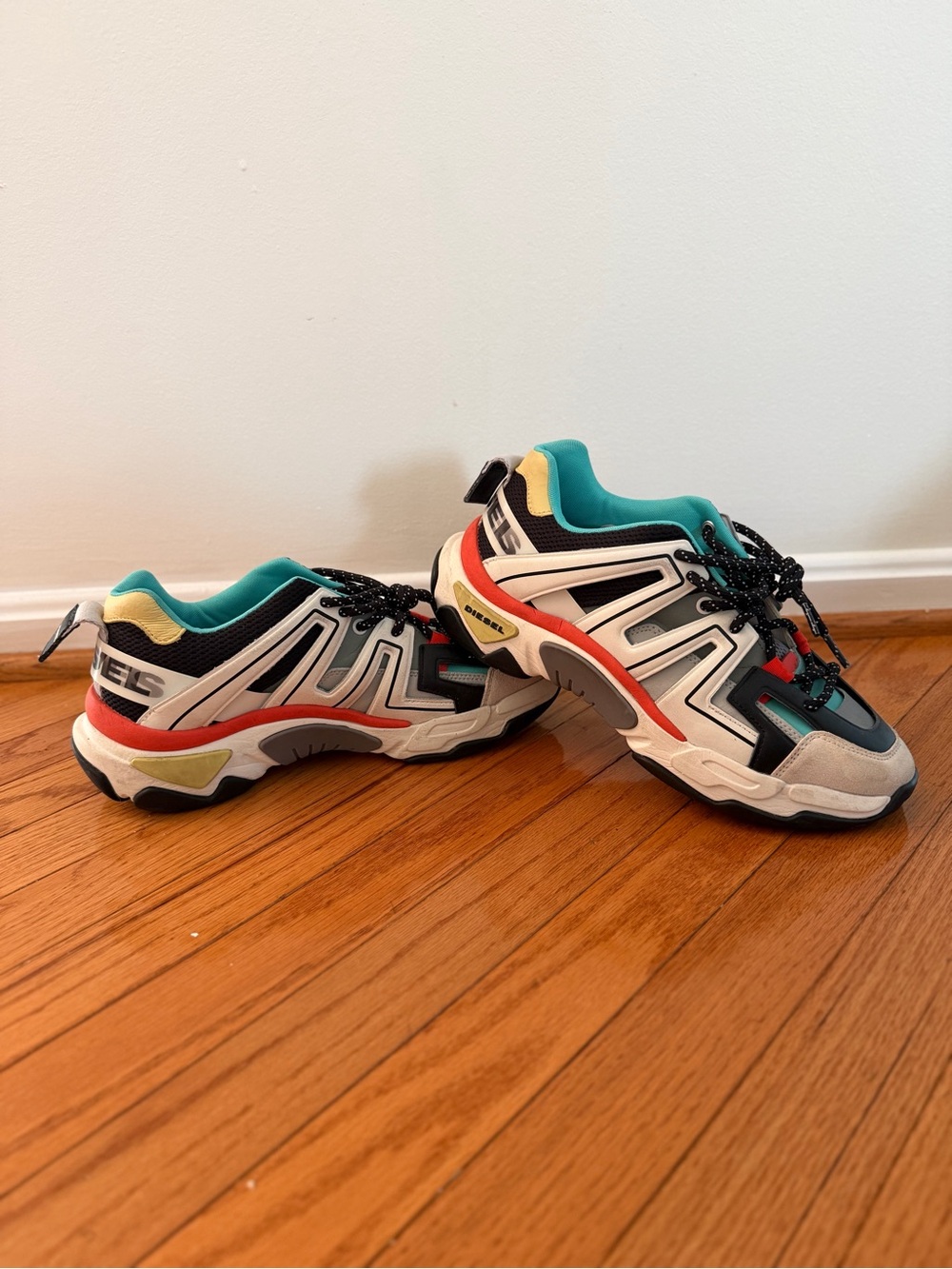 Diesel Multi-Color Chunky Sneakers - Teal, White, Black, Red